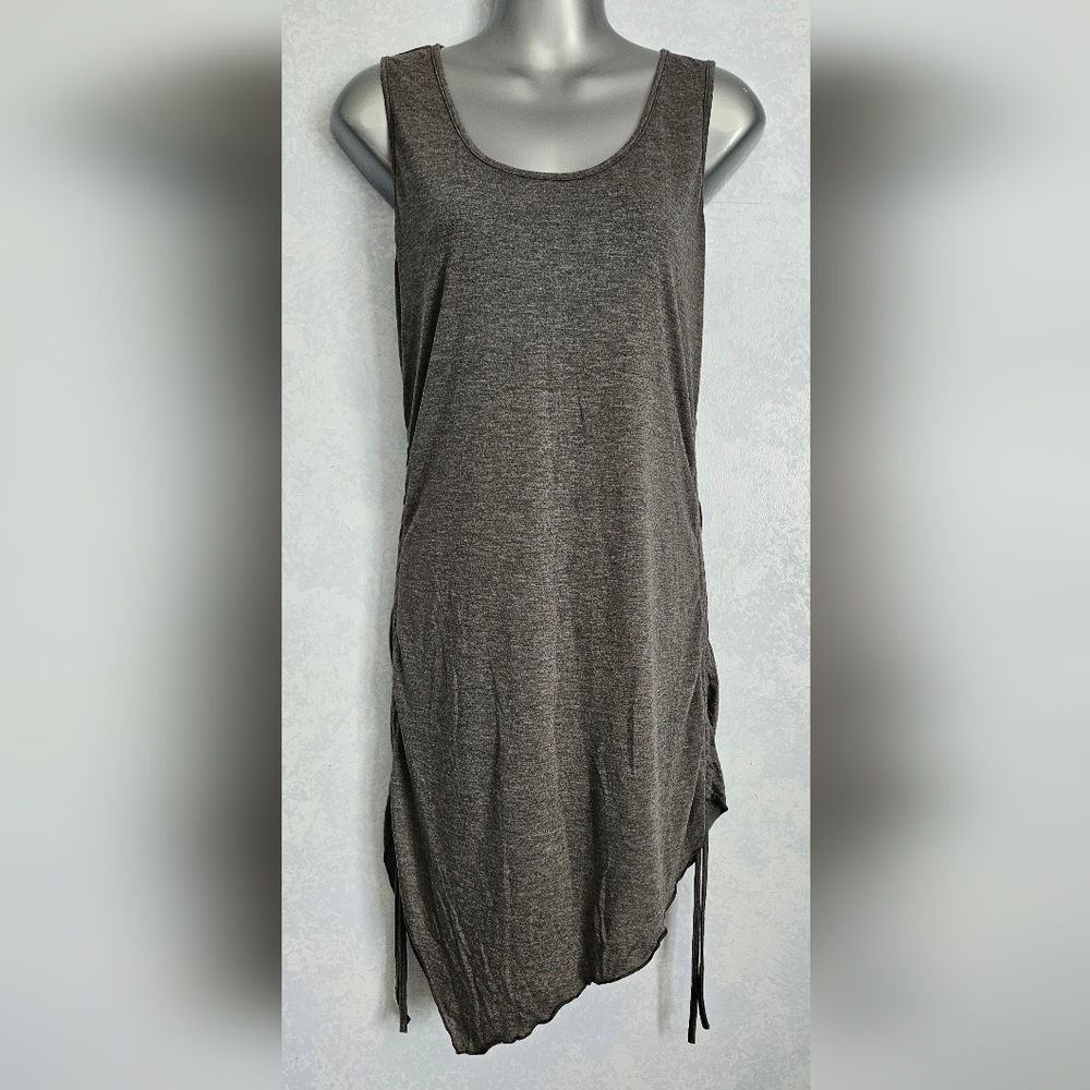 DRESSFO Womens Sleeveless Gray Rouche Dress XL